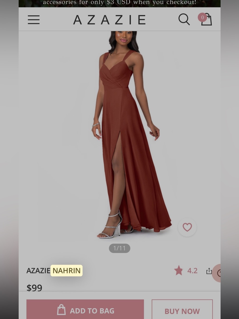 Azazi Terracotta Nahrin Bridesmaids Dress